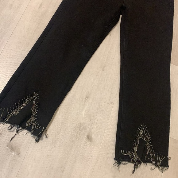 Risen‎ jeans black distressed bling bling size 13/31 high waisted raw ham party - Picture 7 of 16